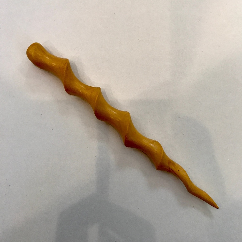Handmade Elder Wood Spiral Hair Stick